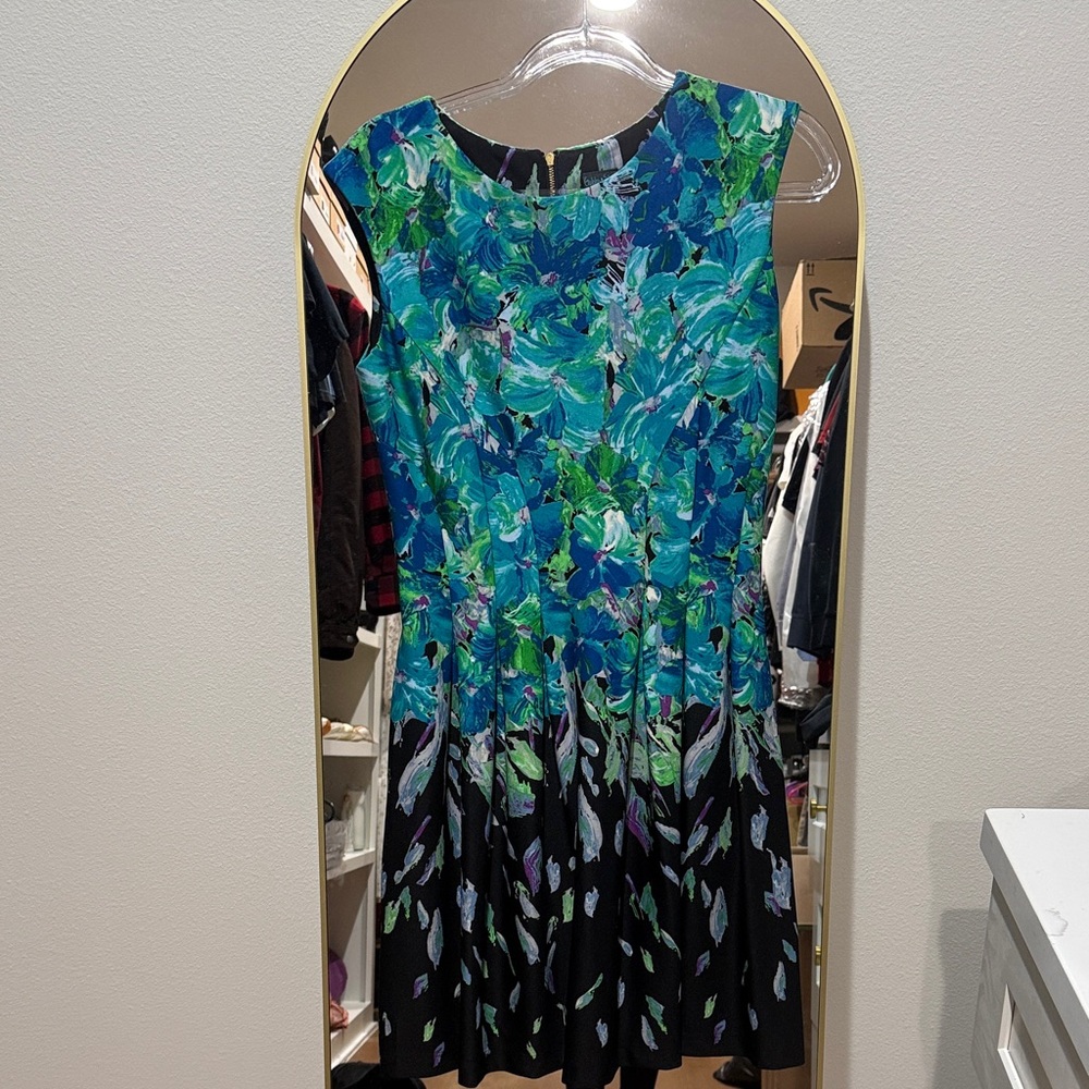 Gabby Skye Blue and Green Floral Dress